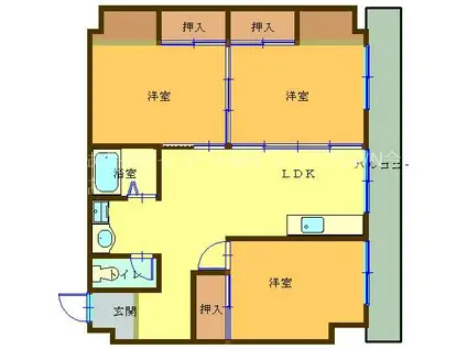 情報センタービル(3LDK/3階)の間取り写真
