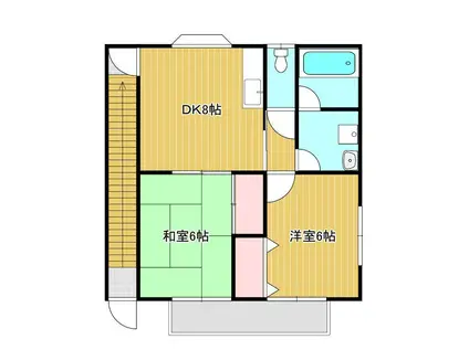 カーサ吉井A・B(2DK/2階)の間取り写真