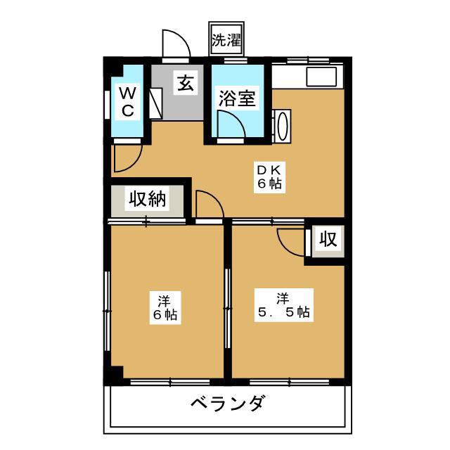 サニーハウス(2DK/2階)の間取り写真