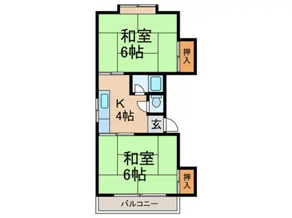 元山マンション(2K/3階)の間取り写真