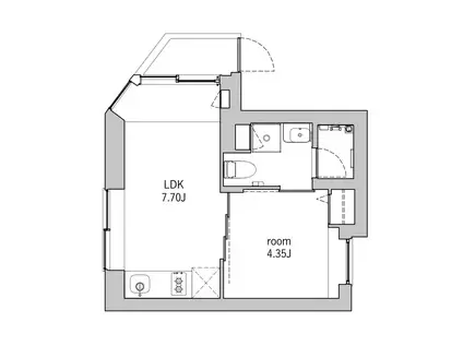 モデリアブリュット湯島(1LDK/2階)の間取り写真