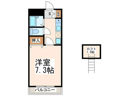 ウィステイリア(1K/2階)の間取り写真