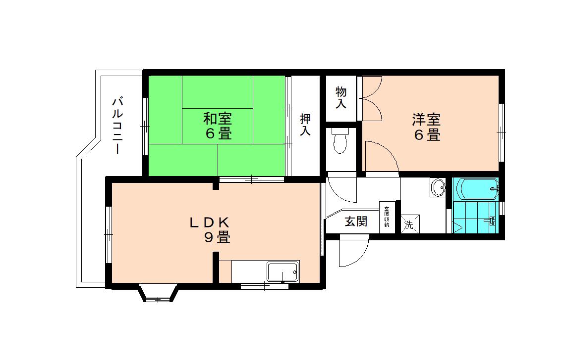 上鷺第3ホワイトパレス(2LDK/3階)の間取り写真