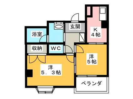 ミニハウス(2K/4階)の間取り写真