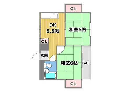 シレーヌ大正(2DK/3階)の間取り写真