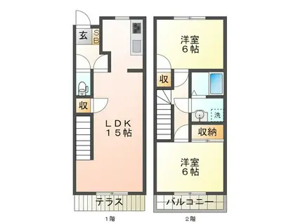 レイクサイドヴィラA(2LDK/2階)の間取り写真