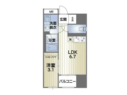 RISE KUMAMOTO EXE(1LDK/3階)の間取り写真