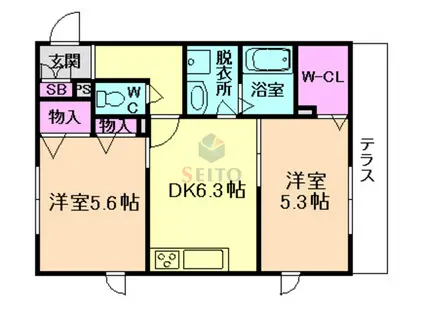 SHAMAISON DAIWA(2DK/1階)の間取り写真