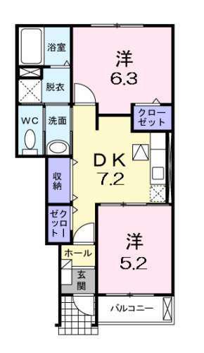 プランドール3(2DK/1階)の間取り写真