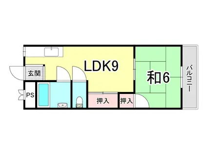舞子富士ハイツ(1LDK/6階)の間取り写真