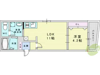 レジデンスコート十三(1LDK/2階)の間取り写真