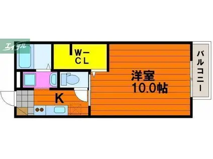 STATES MINAMI II番館(1K/2階)の間取り写真