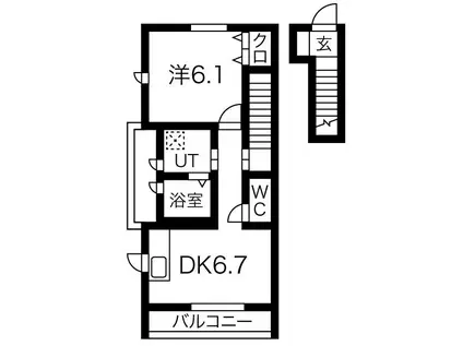 名鉄西尾線 西尾駅 徒歩29分 2階建 築1年(1DK/2階)の間取り写真