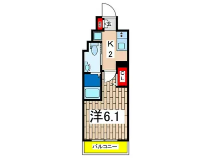 S-RESIDENCE横濱阪東橋(1K/8階)の間取り写真