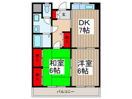 SKハイツ芝新町(2DK/9階)の間取り写真