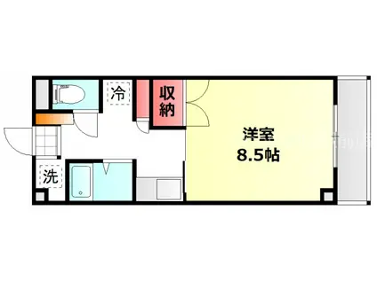 Fマンション(1K/4階)の間取り写真