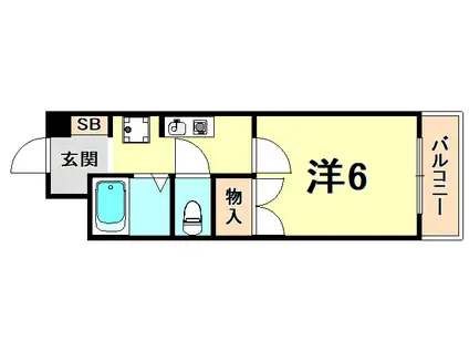 夙川ル・カンフリエ(1K/2階)の間取り写真
