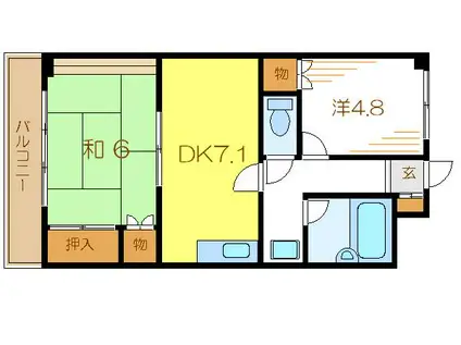 瑞江サングリーンビル(2DK/4階)の間取り写真