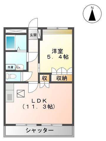 プロヴァンス(1LDK/1階)の間取り写真