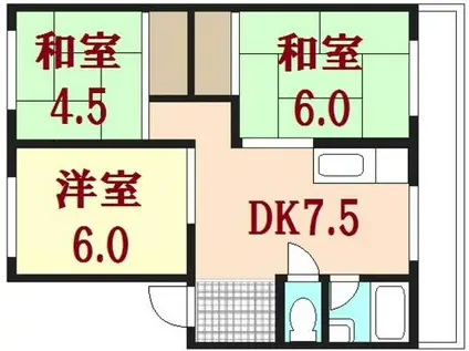御堂マンション(3DK/4階)の間取り写真