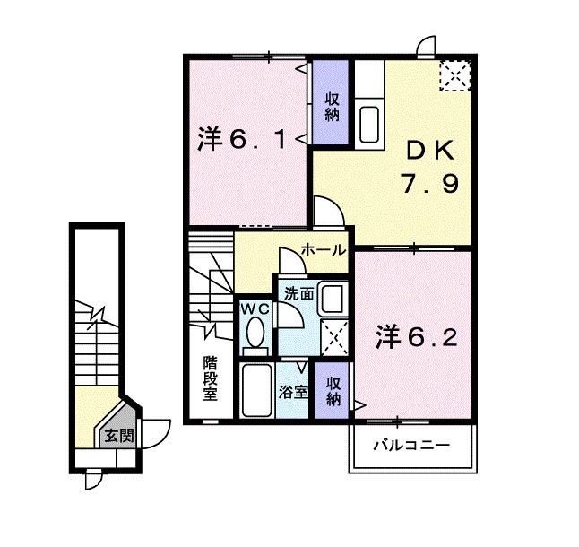 エクセレンス(2DK/2階)の間取り写真