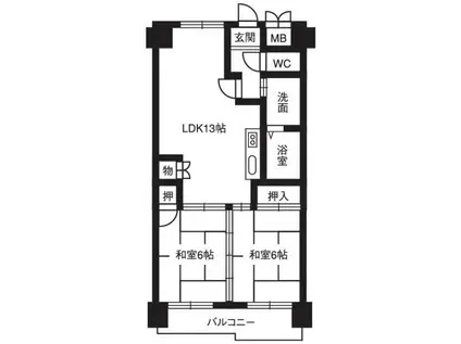 レジデンスマサノ1(2LDK/2階)の間取り写真