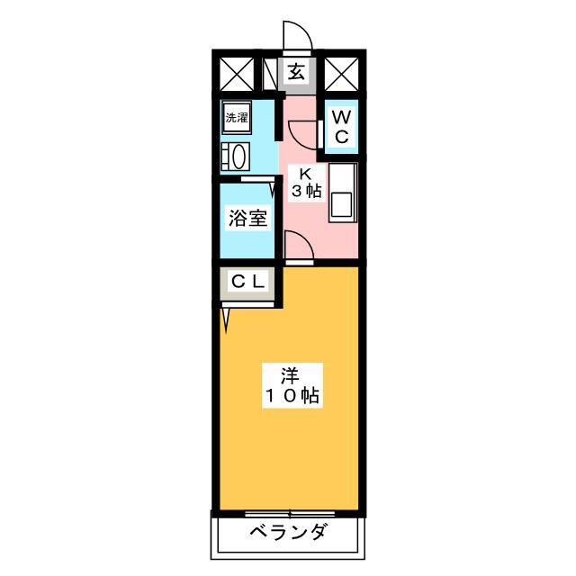 エントピア錦(1K/2階)の間取り写真