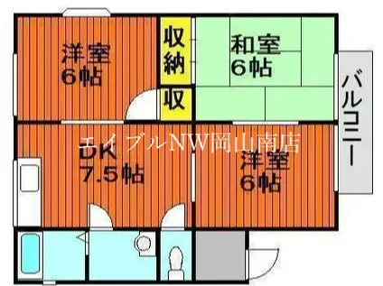 ジュネス(3DK/2階)の間取り写真