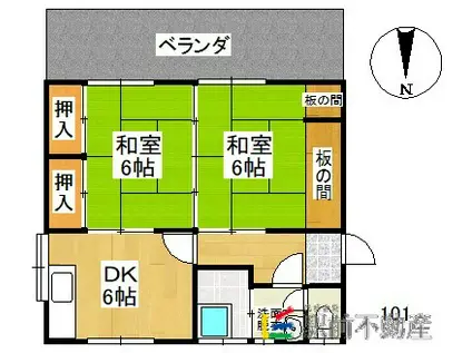 SUNLEAF荒尾(2DK/2階)の間取り写真