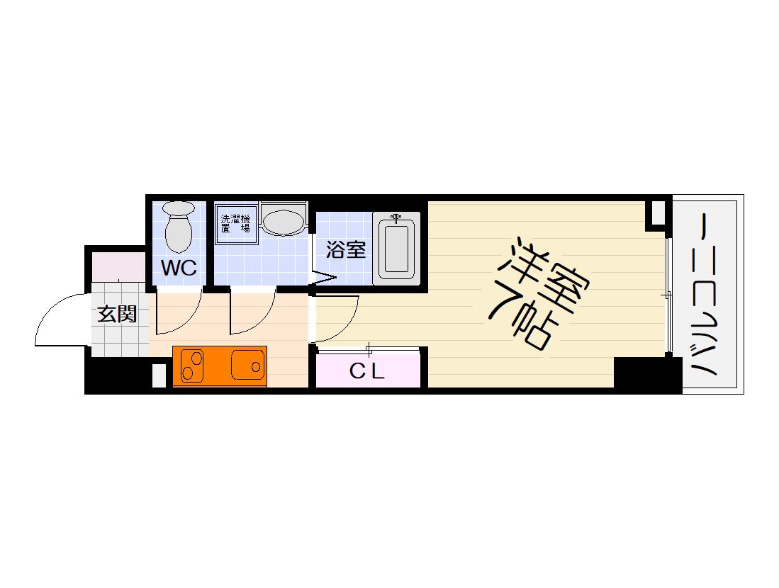 S-RESIDENCE堺浜寺AXIAL(1K/5階)の間取り写真