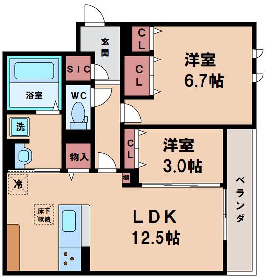 グリーンコート鷹合(2LDK/1階)の間取り写真
