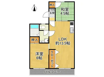 エルハイツ金剛(2LDK/1階)の間取り写真