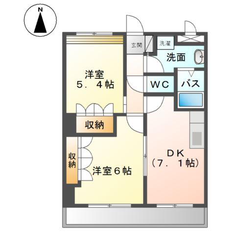 グランシャリオ(2DK/2階)の間取り写真