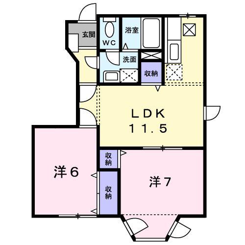 サンシティ臼井(2LDK/1階)の間取り写真