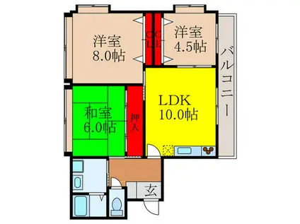 山仁サツキハイツ3(3LDK/3階)の間取り写真