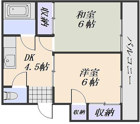 GAGA新宮苑(2DK/3階)の間取り写真