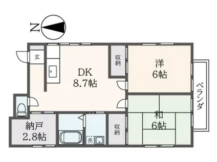 京王井の頭線 浜田山駅 徒歩10分 2階建 築43年(2SDK/2階)の間取り写真