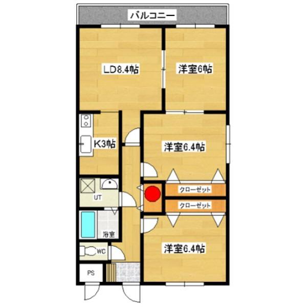 フェイマスKITAMI1番館(3LDK/5階)の間取り写真