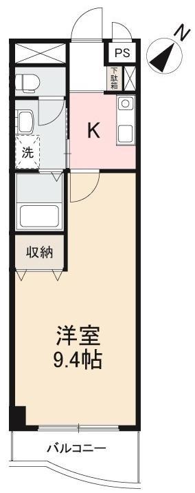グランプレミアゆめ西(1K/1階)の間取り写真