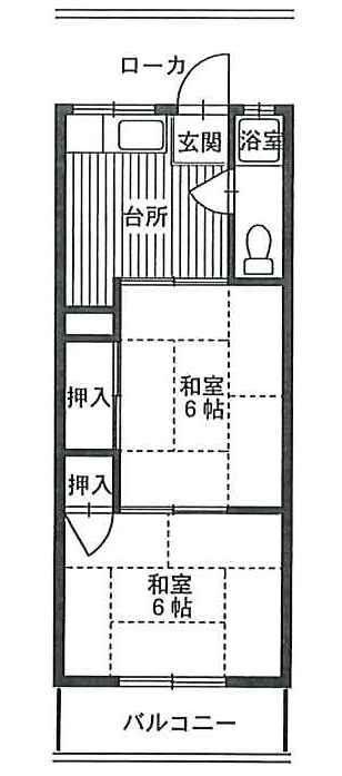 第1清涼マンション(2K/4階)の間取り写真