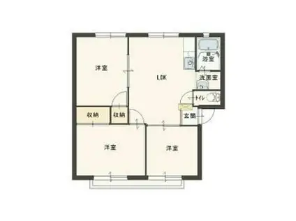 ハーモニーハイツII(3DK/1階)の間取り写真