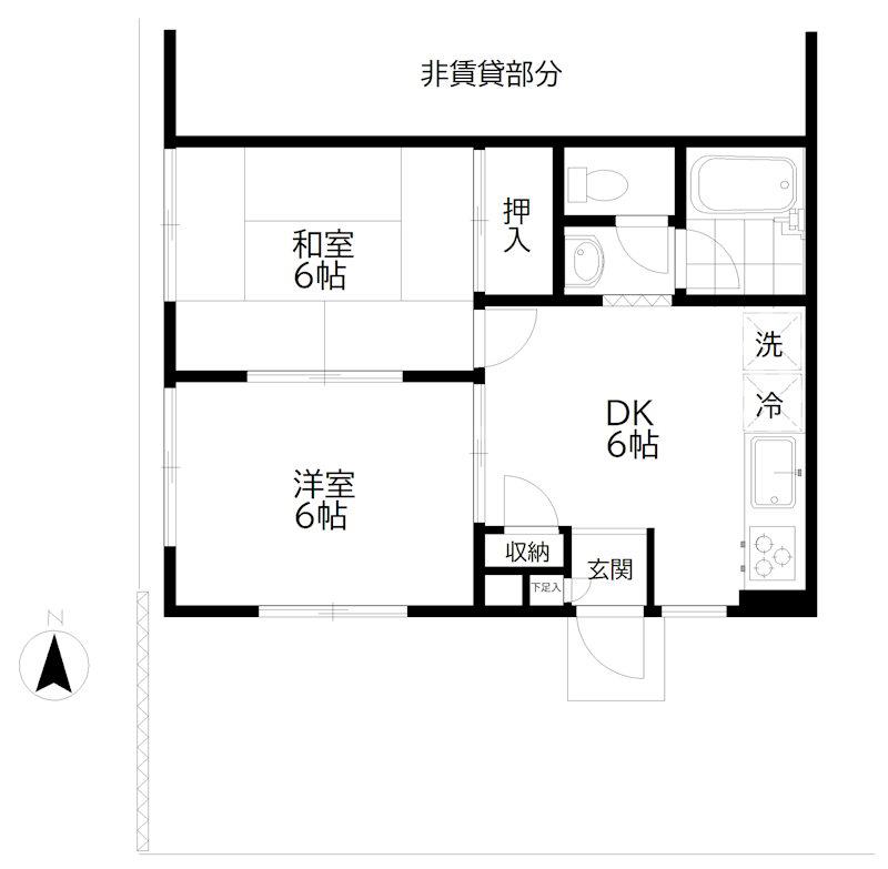 北町Mハウス(2DK/1階)の間取り写真