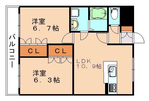 エンプレスHIRO(2LDK/2階)の間取り写真