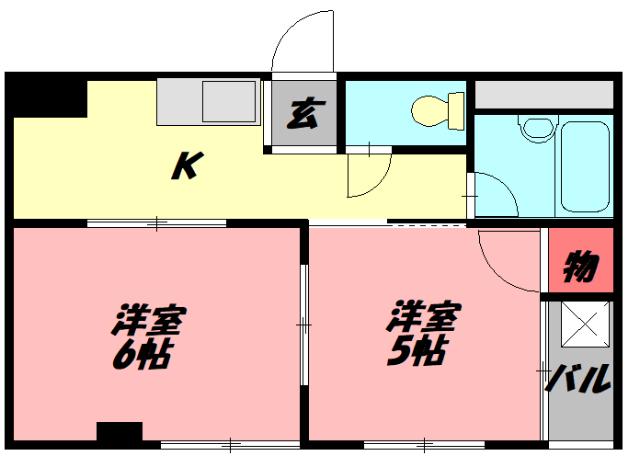アールアイ八雲マンション(2K/3階)の間取り写真