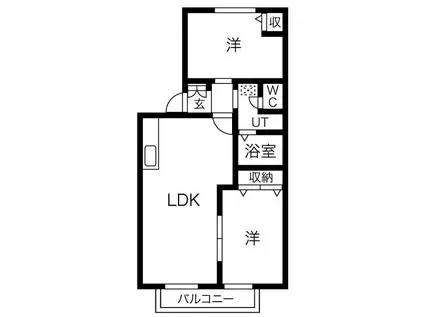ファミーユ高桑 A(2LDK/2階)の間取り写真