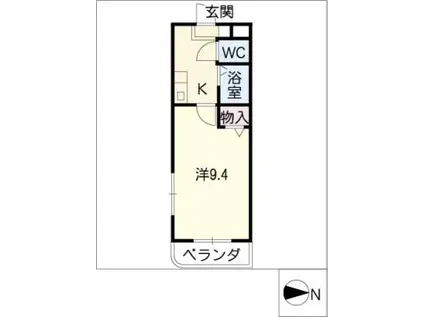 ルーム打越(1K/3階)の間取り写真