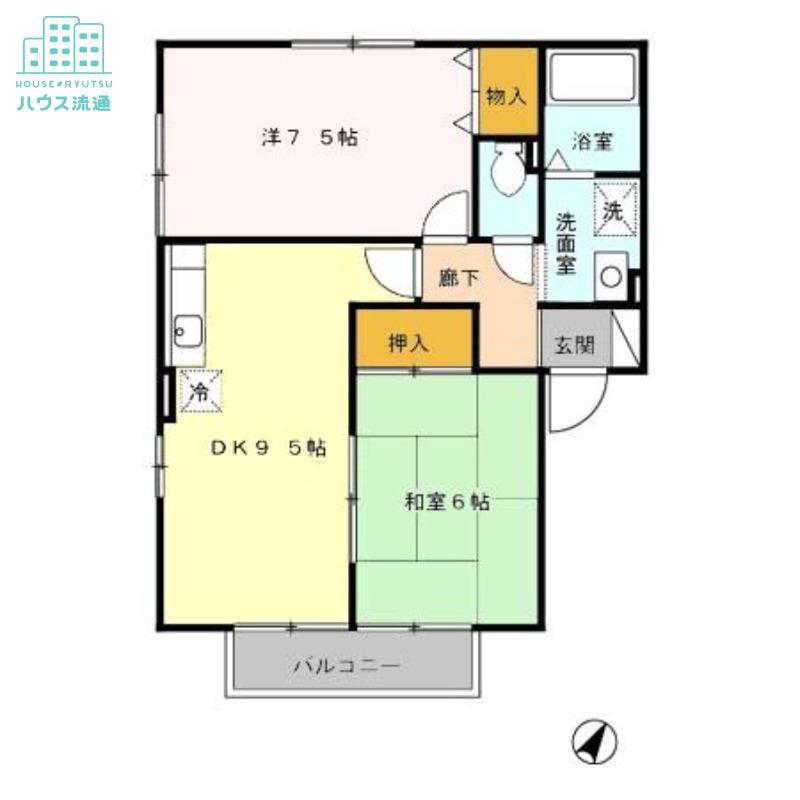 セジュールマインA(2DK/2階)の間取り写真