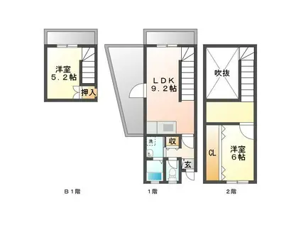 シークエンス鳥塚II(2DK/B1階)の間取り写真