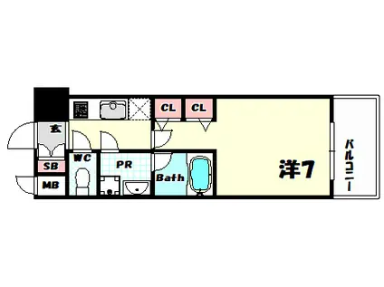 スプランディッド神戸北野(1K/14階)の間取り写真
