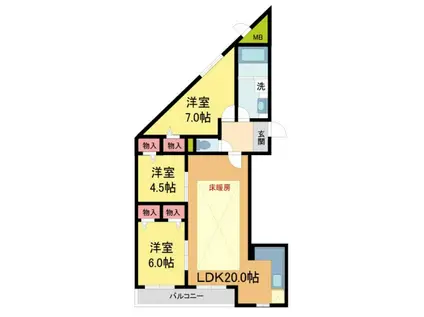 MESSAGE苦楽園三番町(2SLDK/2階)の間取り写真